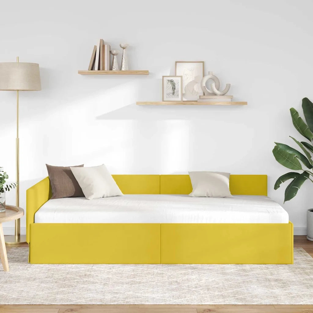 Cornice del letto ad angolo Giallo 90 cm x 190 cm Velluto 42016077