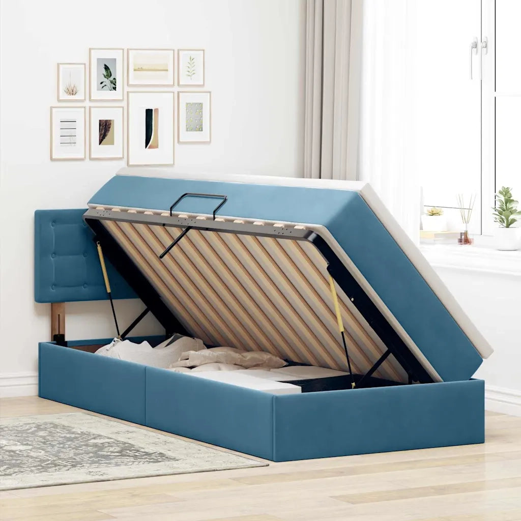 Letto con Contenitore Blu Scuro 90 x 200 cm Velluto 3370855