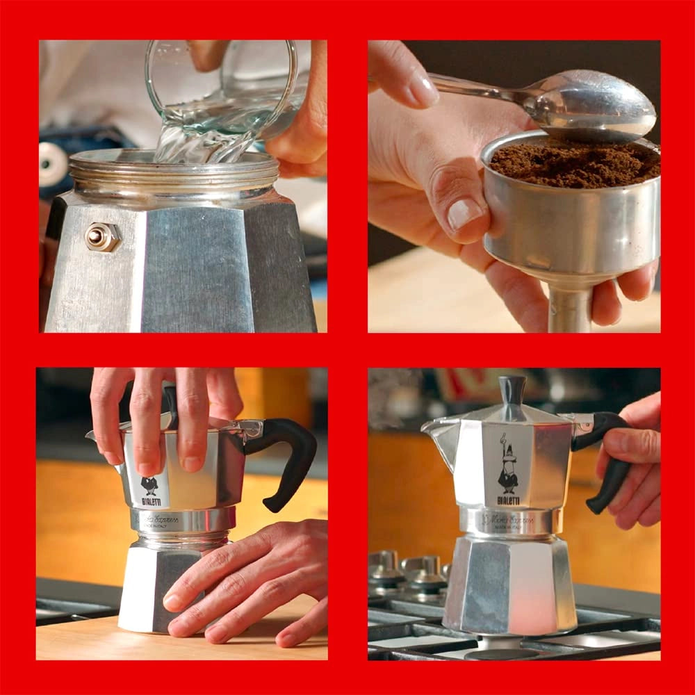 Caffettiera Moka Express Restyling 1 Tazza in Alluminio con Manico Ergonomico Made in Italy Bialetti