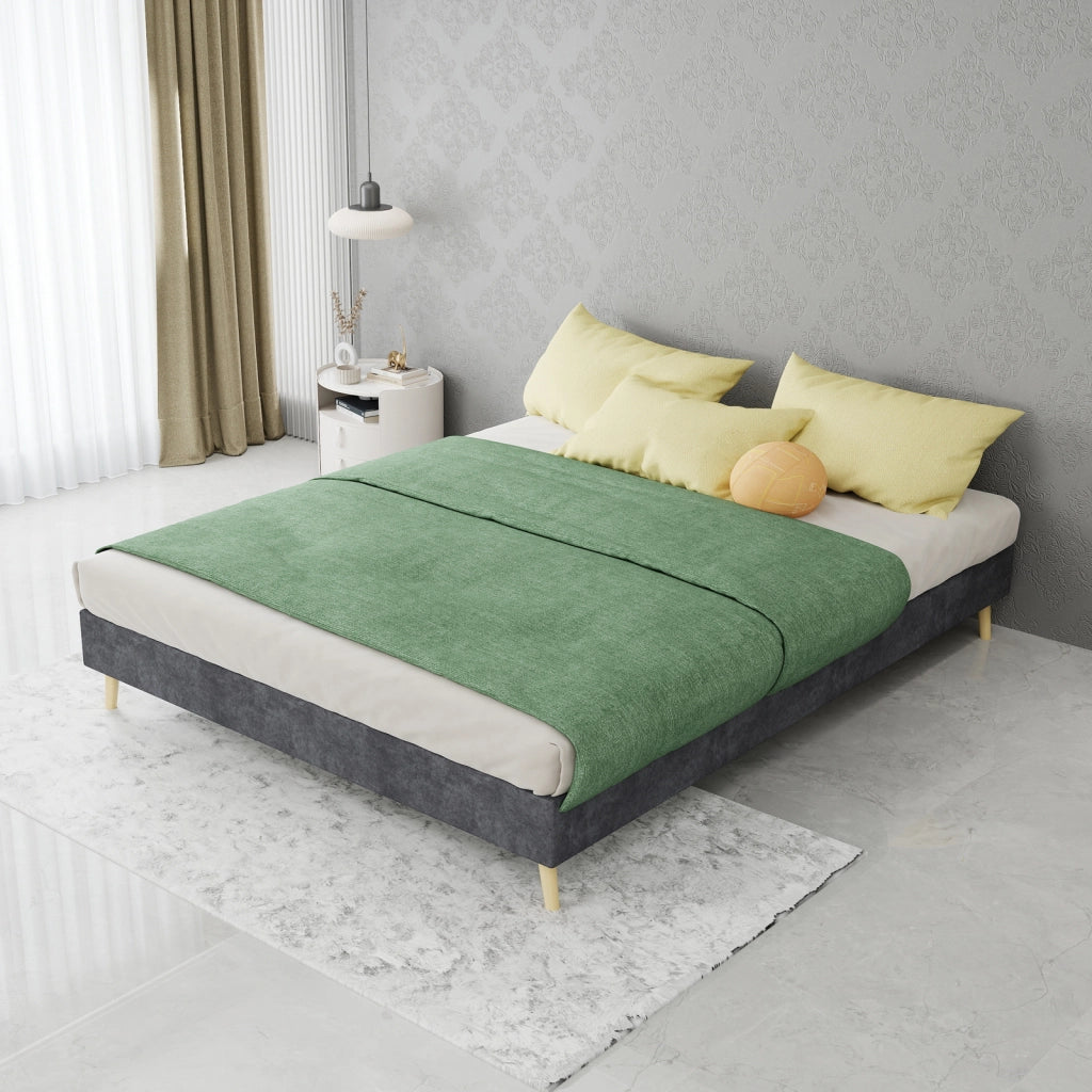 LETTO 140x200 cm Grigio in Tessuto e Metallo