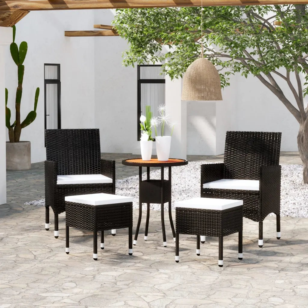 Set Divani da Giardino 5 pz | Set Salotto da Giardino in Polyrattan Nero