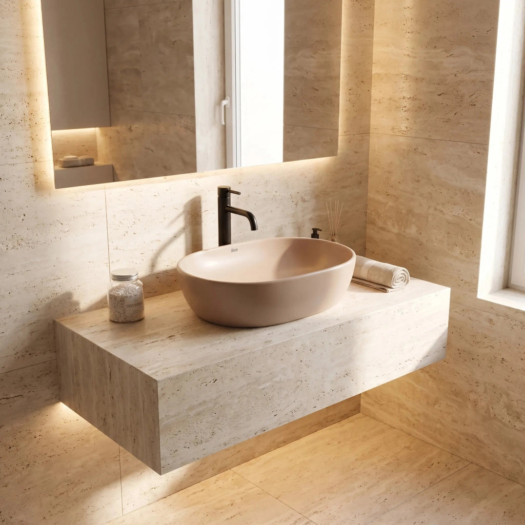 Lavabo Da Appoggio Rea Focus Taupe