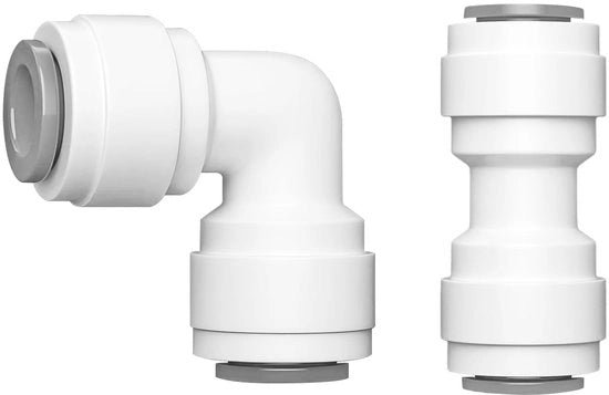 Connettori per tubi 3/8" 2 pezzi, Connettori a vite a 3/8" per tubi rettilinei, Connettori a vite a 3/8" per tubi a gomito, per sistemi di osmosi inversa RO, fontane per bevande