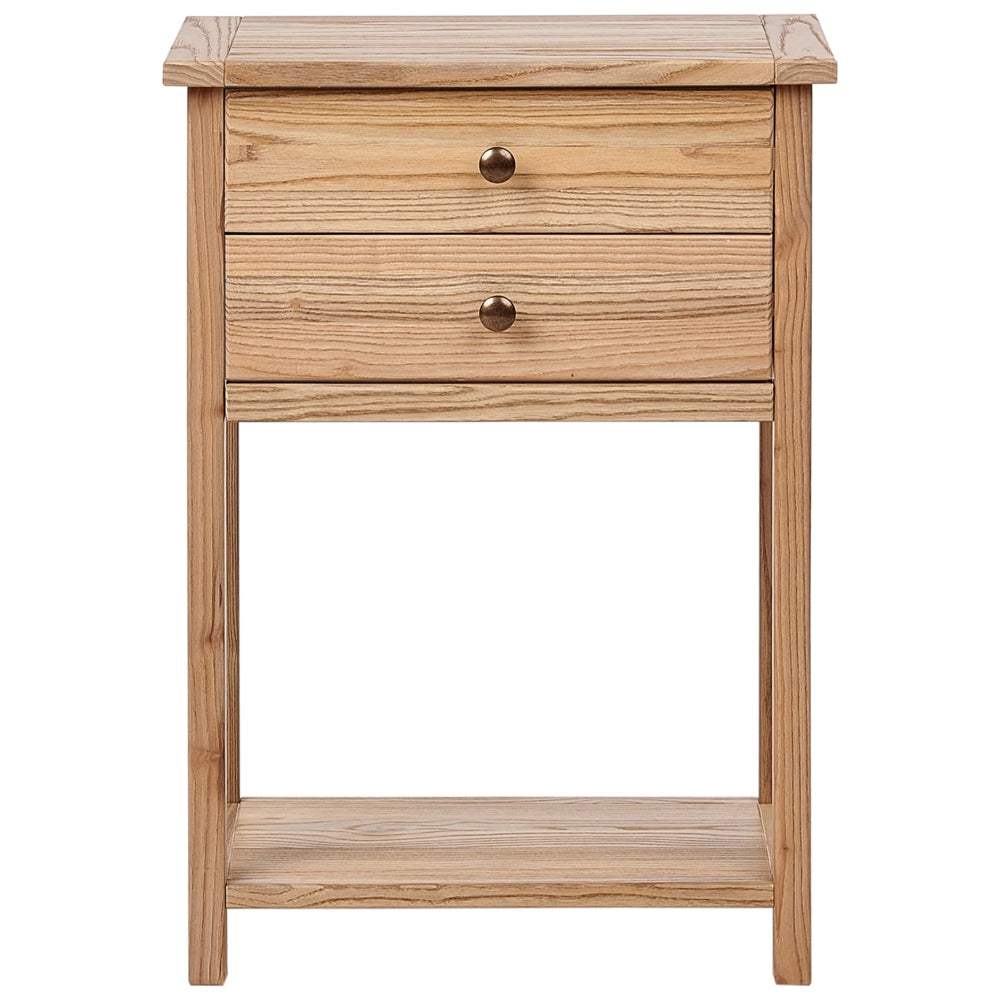 Consolle decorativa con 2 cassetti 74 cm in legno chiaro stile rustico