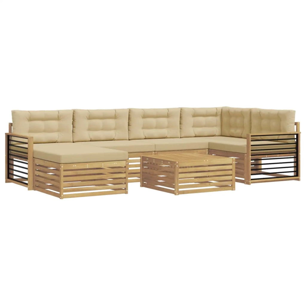 Set di divani da esterno 7 pz Bianco e Beige 3390818