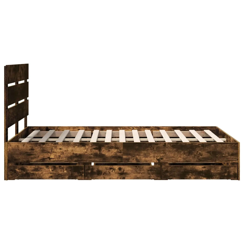 Struttura del letto con cassetto Rovere fumé 135 x 190 cm 3411841