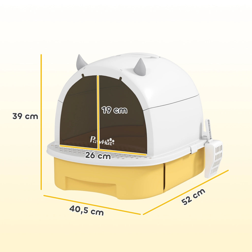 Casetta per Gatti con Bandeja Estraibile e Filtro ¨C zephmum ¨C 40.5x52x39 cm Giallo e Bianco