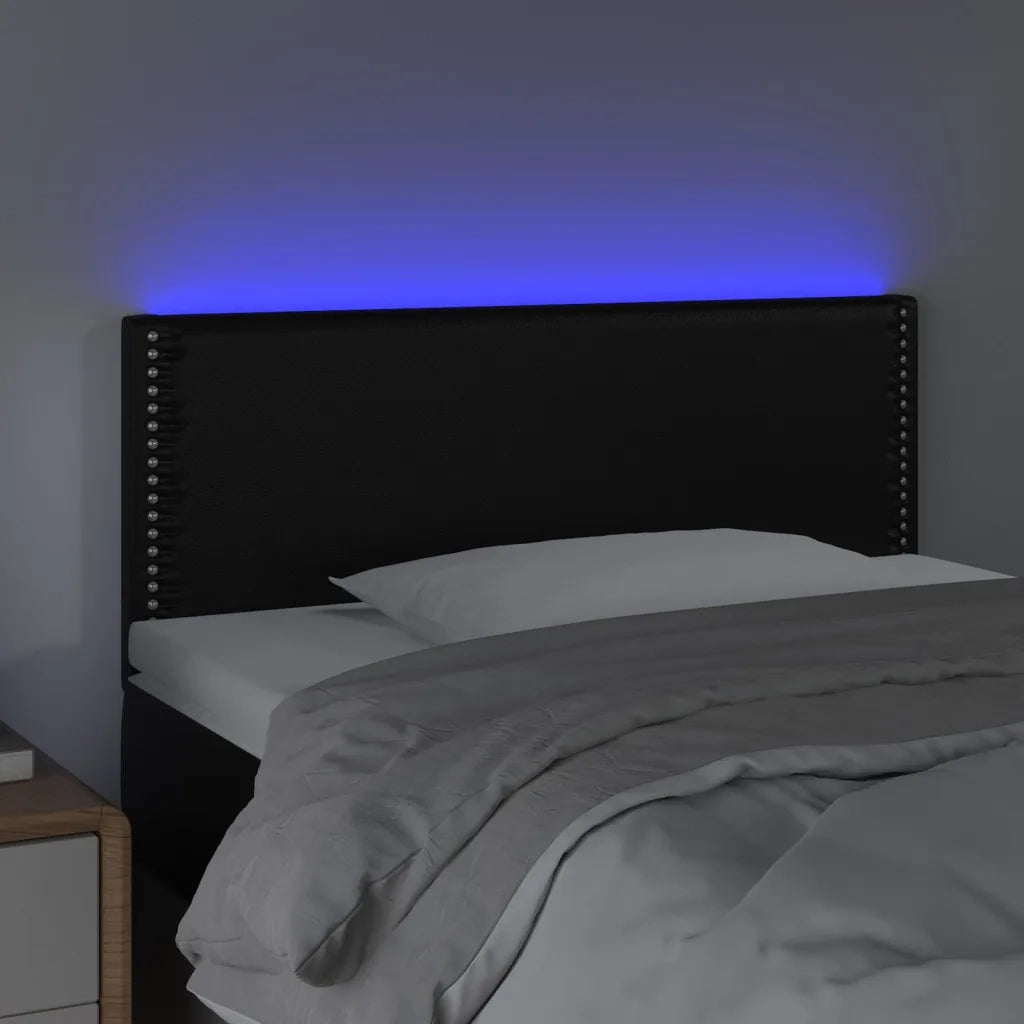Testiera | Testata Nera a LED 100x5x78/88 cm in Similpelle