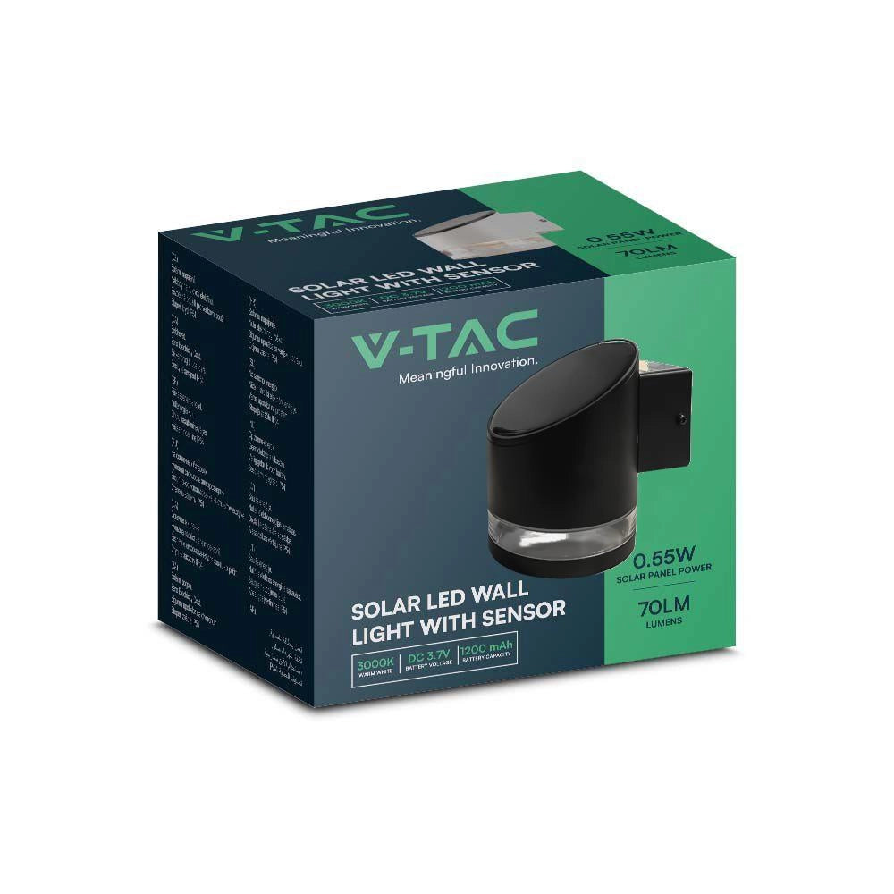 Applique solare esterna LED 1W 3000K IP54 nera V-TAC