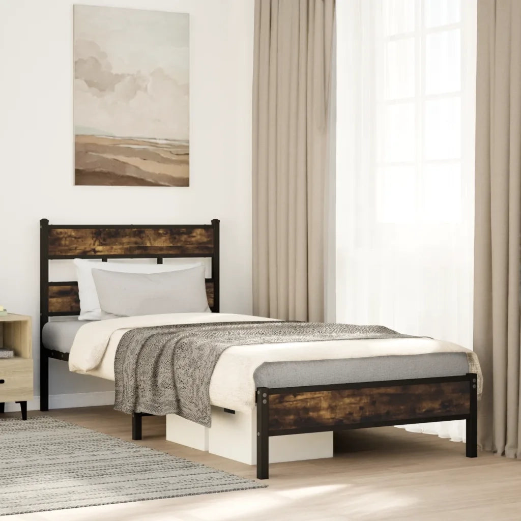 Letto singolo | Letto per adulti | Giroletto senza Materasso con Testiera Rovere Sonoma 80x200 cm
