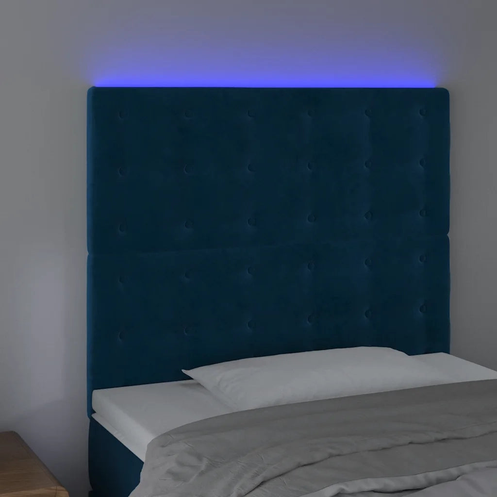 Testiera a LED-Testata con LED Blu Scuro 100x5x118/128 cm in Velluto 884510