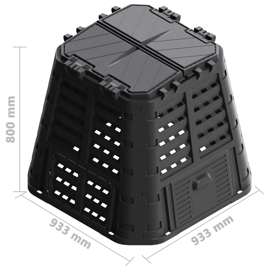 Compostiera da Giardino Nera 93,3x93,3x80 cm 480 L 146276