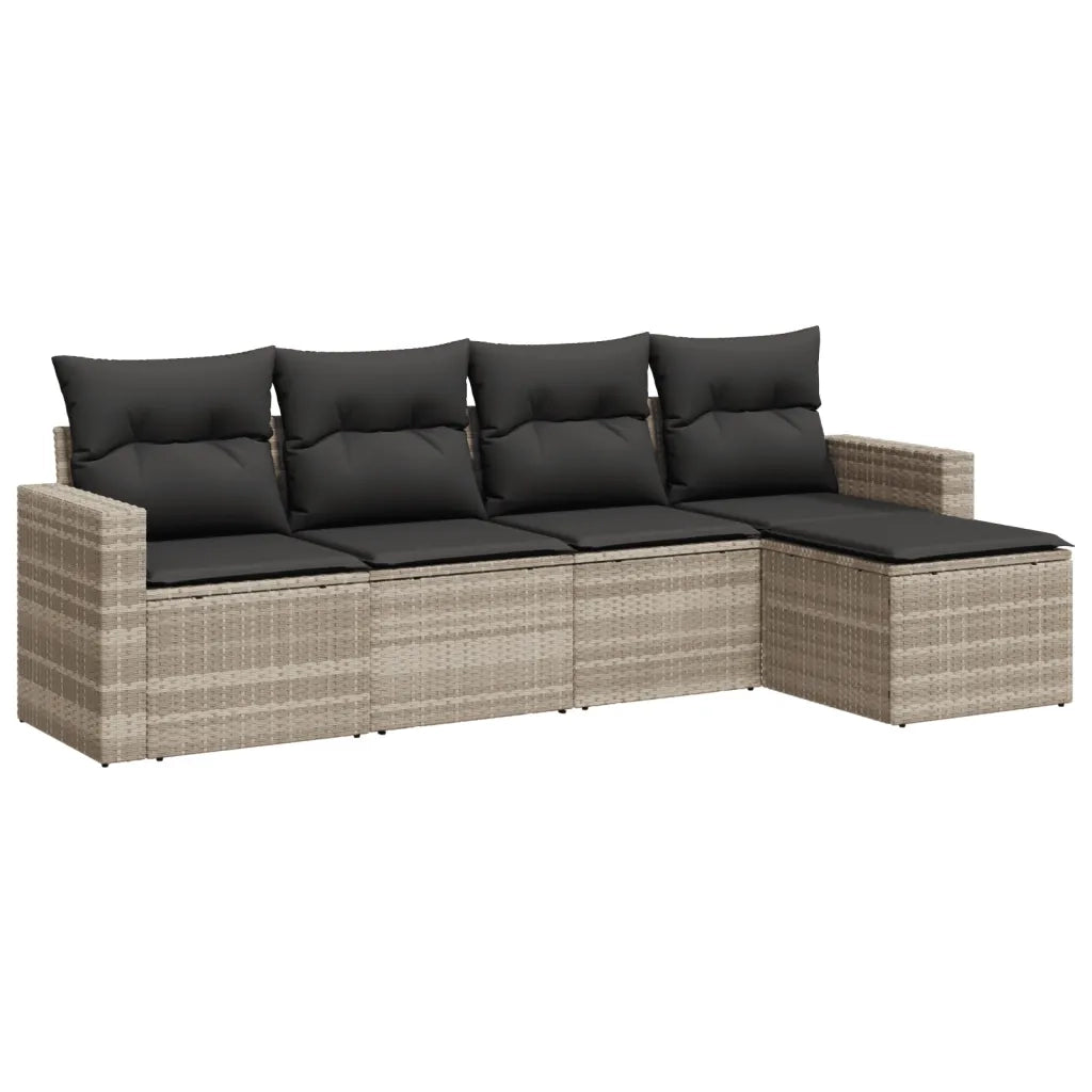 Set Divano da Giardino 5pz con Cuscini Grigio Chiaro Polyrattan 3218882