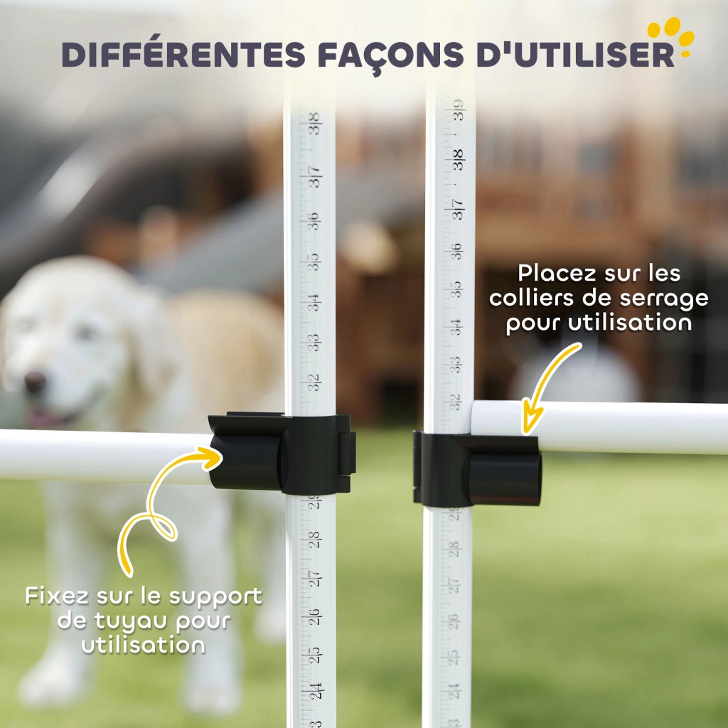 Set Agility per Cani ¨C Minimal ¨C 4 Ostacoli Regolabili in Plastica Bianco