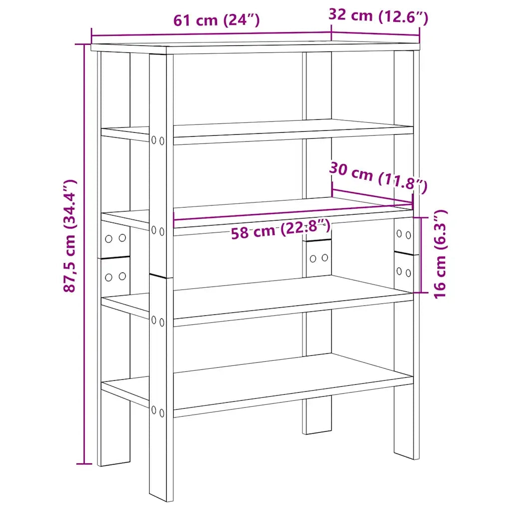 Scarpiera Nera 61x32x87,5 cm in Truciolato 859852
