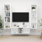 Set Mobili Porta TV 3 pz Bianco in Legno Multistrato 3079754