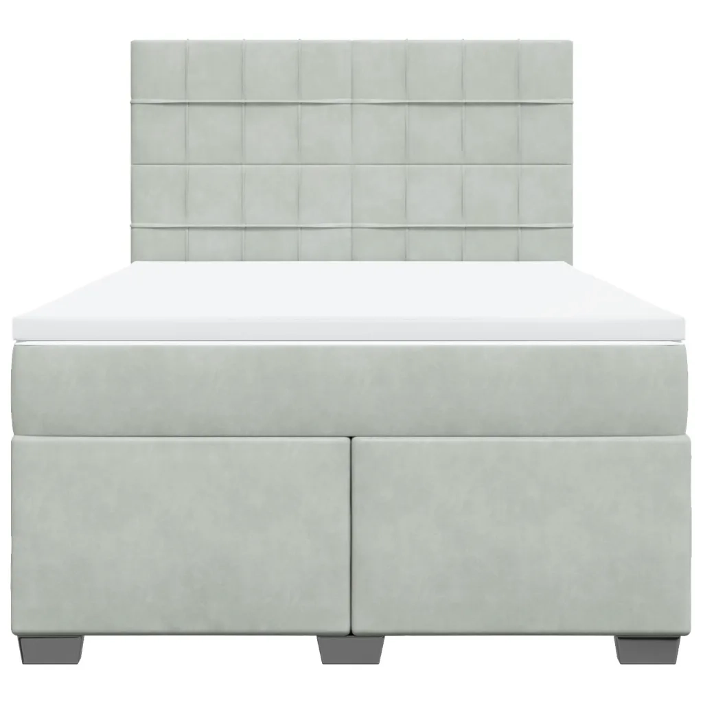 Giroletto a Molle con Materasso Grigio Chiaro 160x200cm Velluto 3290954