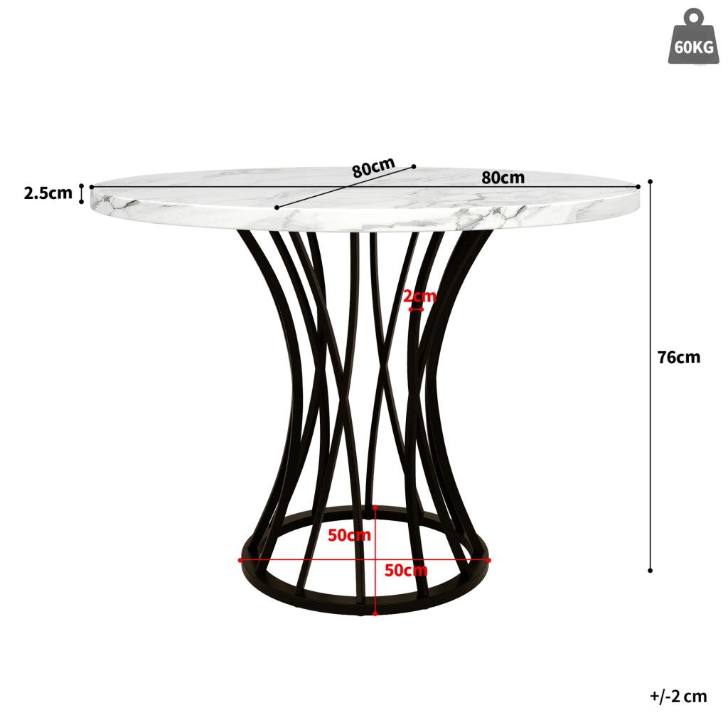 Tavolo da pranzo rotondo 80 x 80 x 76 cm in MDF e metallo; nero