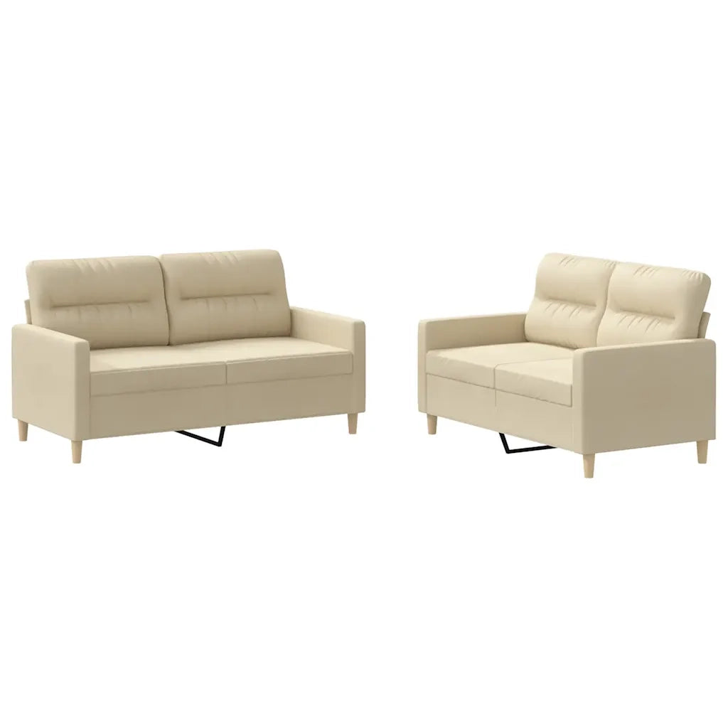Set di Divani 2 pz con Cuscini Crema in Tessuto 3201570