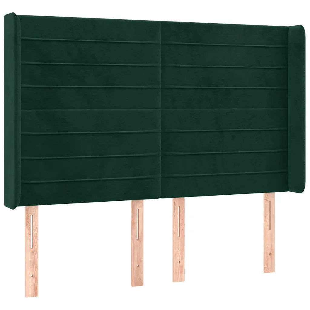Letto a Molle con Materasso e LED Verde Scuro 140x200cm Velluto 3139628