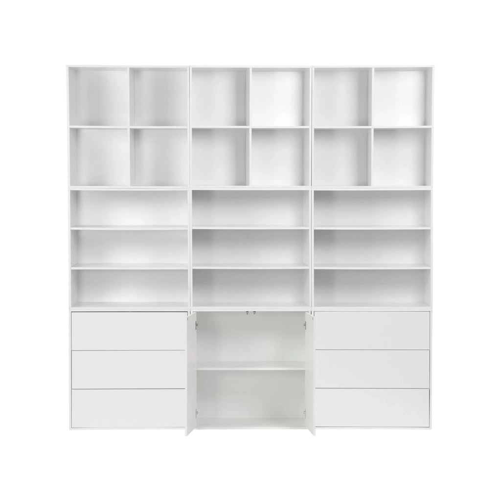 Libreria modulare decorativa in legno con 9 elementi, bianco
