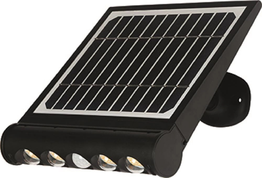 VIGOR-BLINKY 3478530 Avalon Proiettore Led 8W 950lm Pannello Solare Batteria Litio 4Ah IP65 Sensori Crepuscolare e Movimento colore Nero