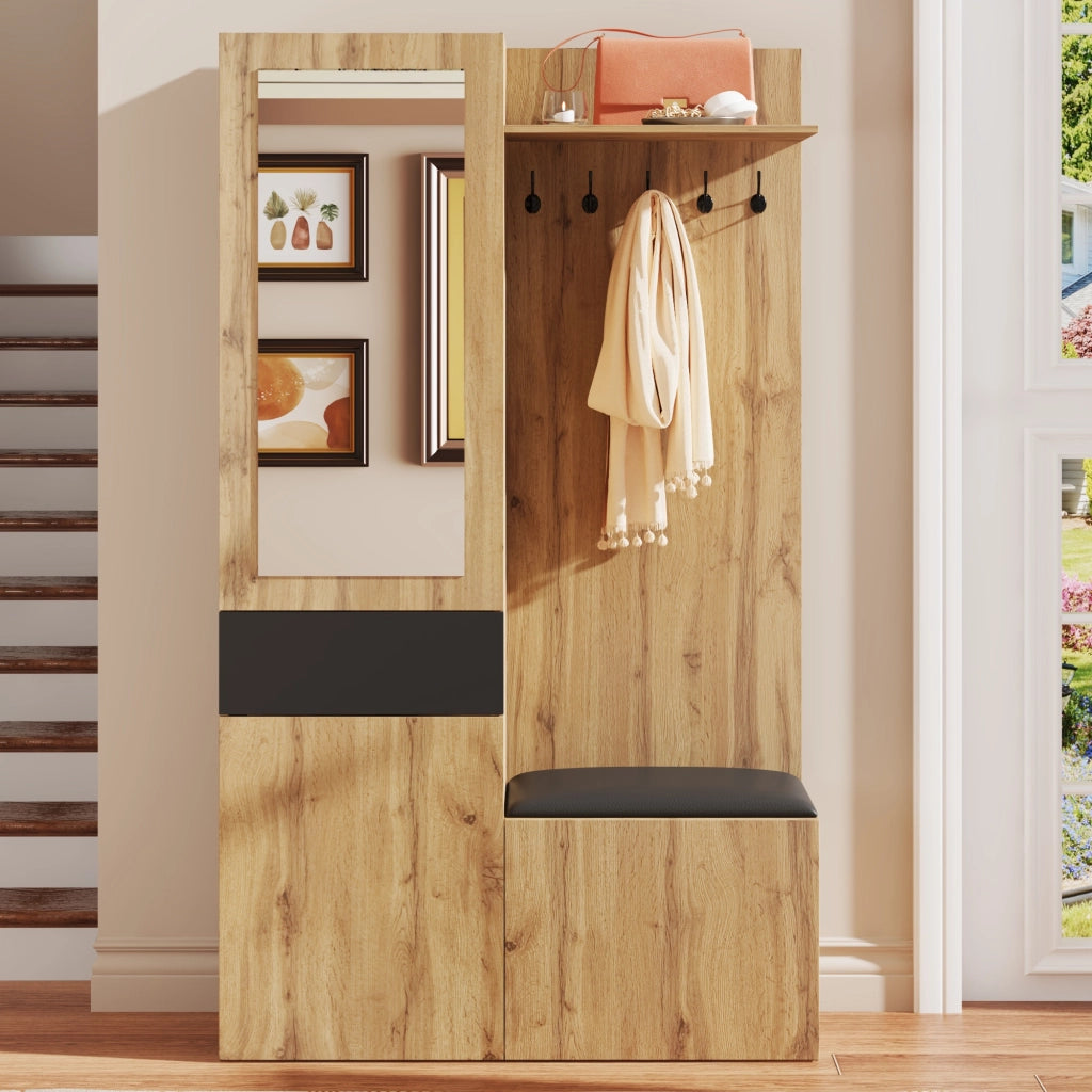 GARDEROBA DA INGRESSO 98,5x38x191 cm Nero/Legno in MDF