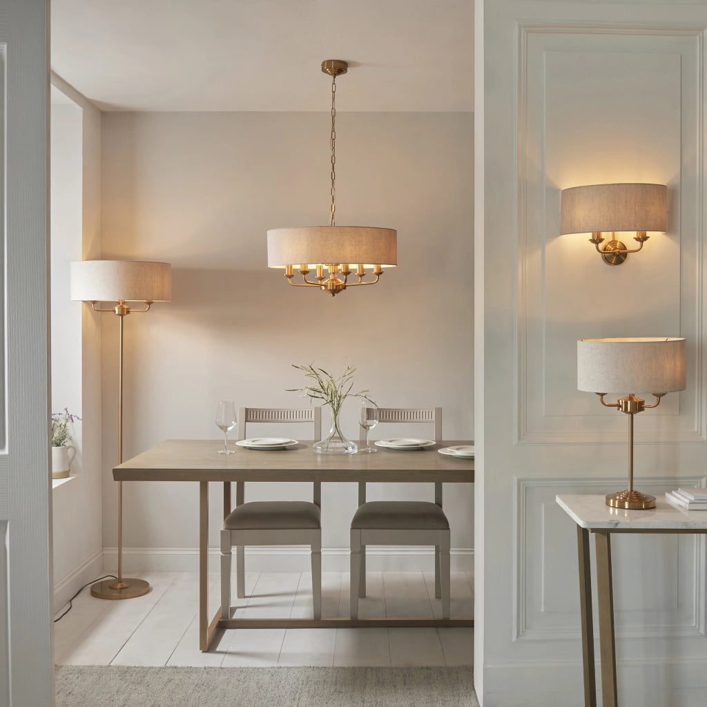 Lampada da tavolo vintage ottone con paralume E14 Endon