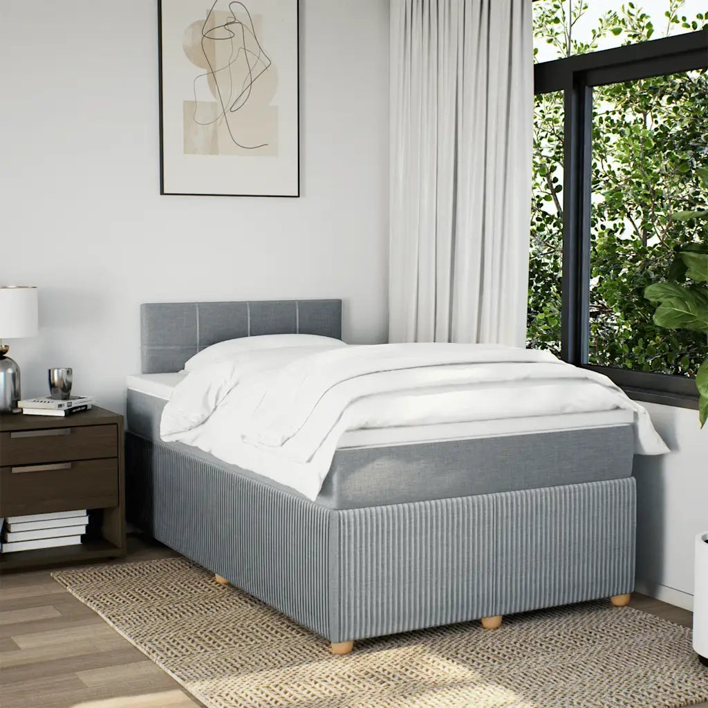 Giroletto a Molle con Materasso Grigio Chiaro 120x190cm Tessuto