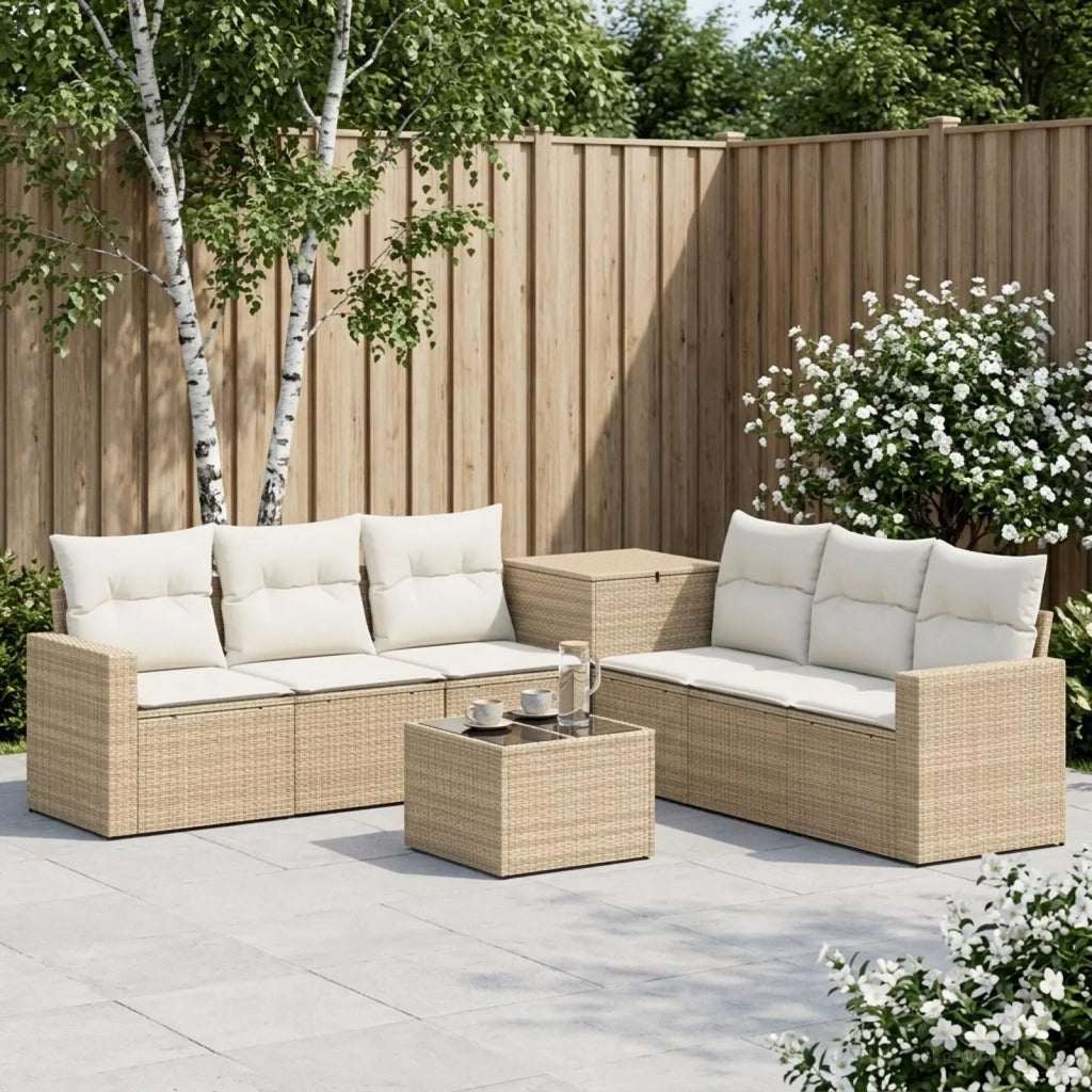 Set di divani 8 pz Beige e Bianco Crema 3448338