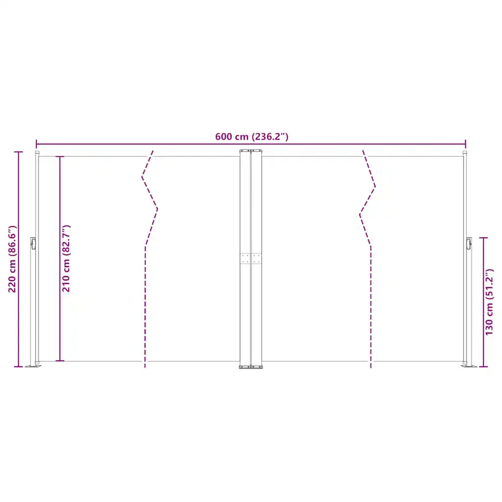 Tenda da Sole | Tenda parasole Laterale Retrattile Blu 200x600 cm