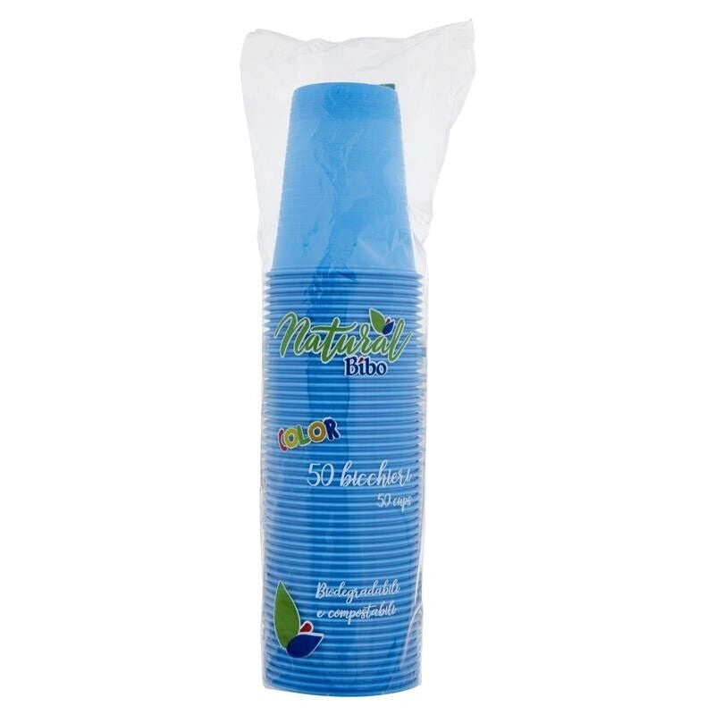 MAURY'S BIOPLASTIC BICCHIERI 200ML 50 PEZZI IN COLORAZIONE AZZURRA