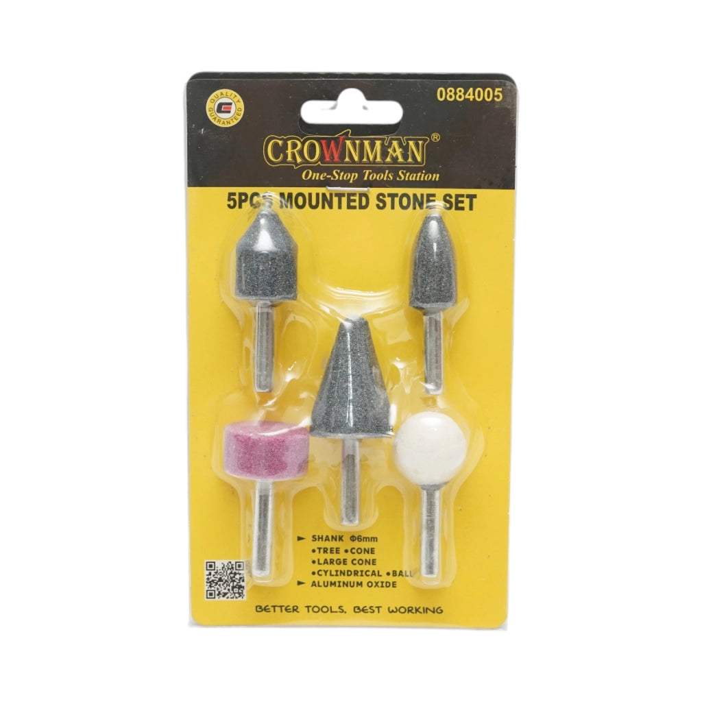 Set di 5 pietre abrasive con gambo da 6 mm Crownman