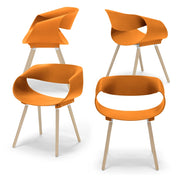Set 4 sedie in polipropilene DILETTA con gambe in faggio, resistente ai raggi UV, design moderno, ideale per sala da pranzo, cucina, sala d’attesa, bar, ristoranti, colore Petrolio