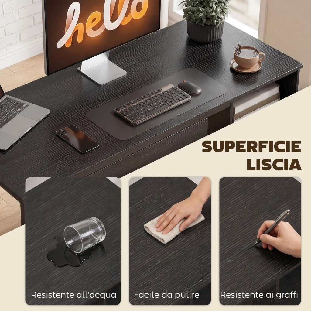 Scrivania Ufficio Tavolo Computer Salvaspazio, 120x52.3 cm, Nero