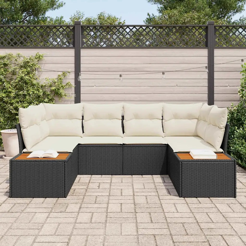 Set Divano da Giardino con cuscino 6 pcs Nero polyrattan 3348153