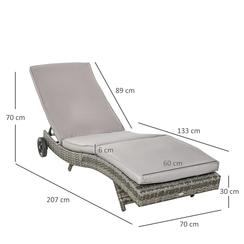 Sdraio da Giardino ¨C Minimal ¨C Grigio, Rattan PE, 207x70x70cm