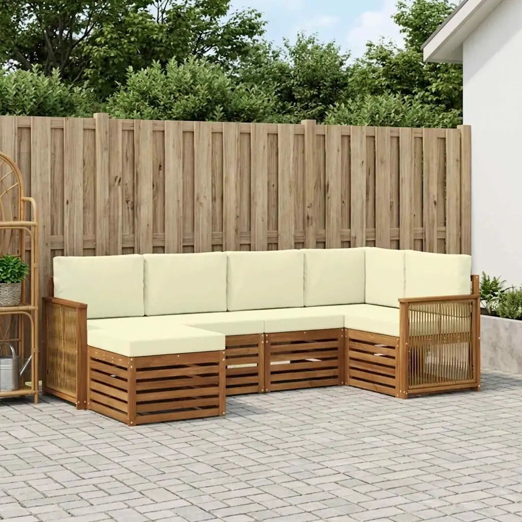 Set divano sezionale con cuscino 5 pcs Naturale e Crema 3384566