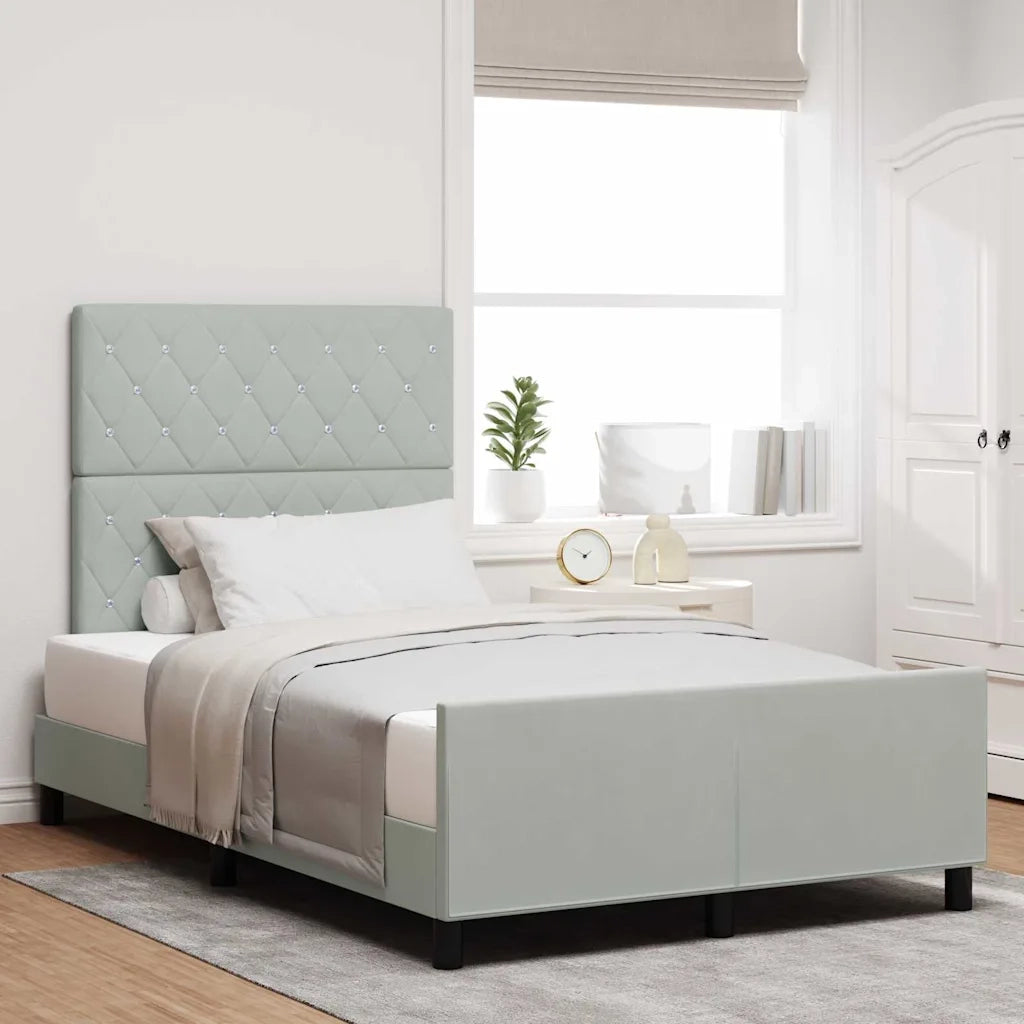 Letto a molle con testiera Grigio chiaro 120 x 200 cm Velluto