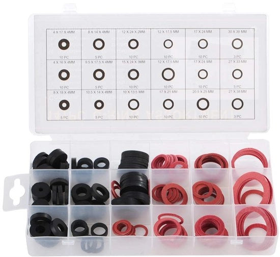 Set di chiusura a vite 141-deligue per acqua - Anelli di gomma - Chiavi a vite a spirale - Componenti di chiusura - Contenuto in scatola di plastica resistente all'usura