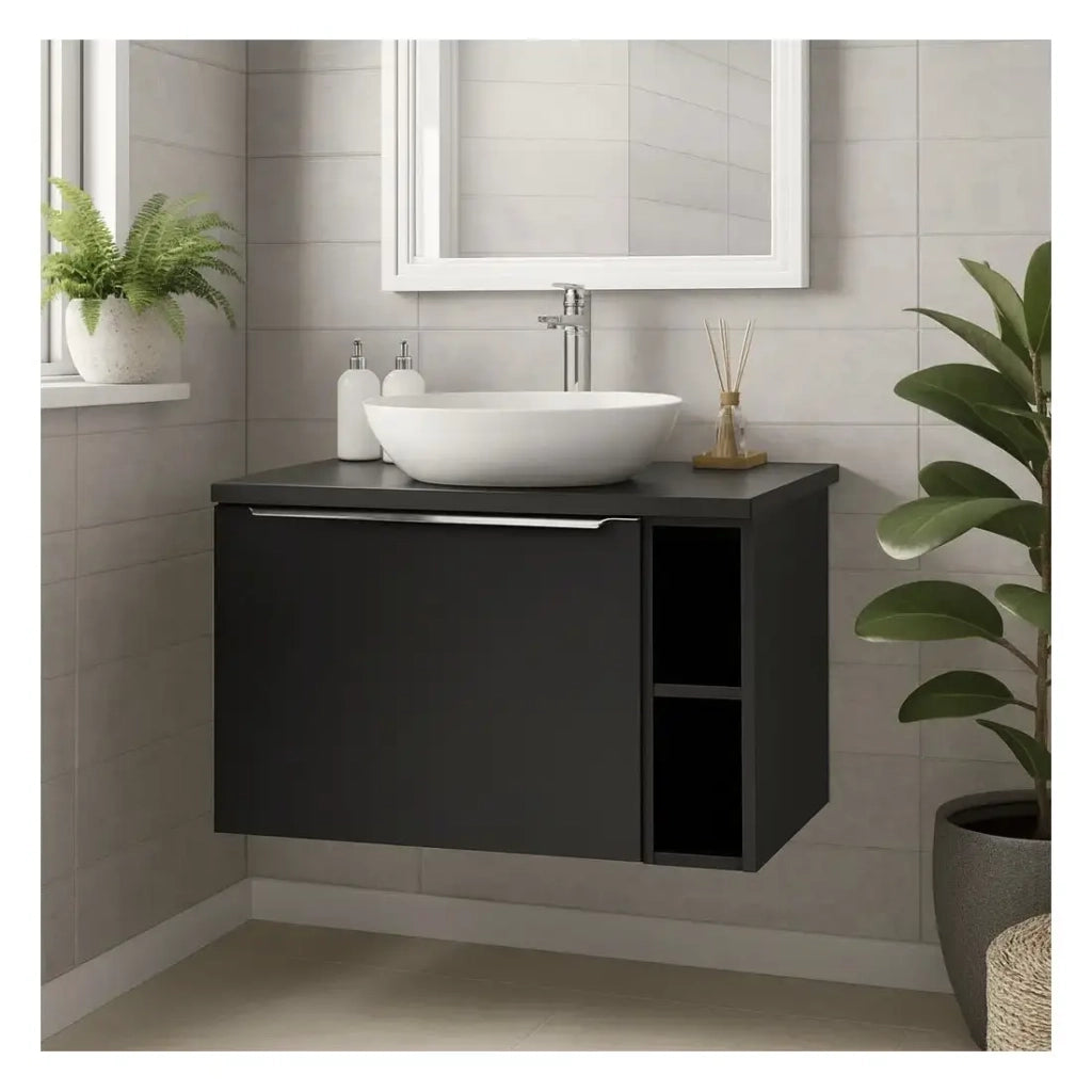 Piano lavabo VANTA 80 cm nero – Piano per mobile sottolavabo