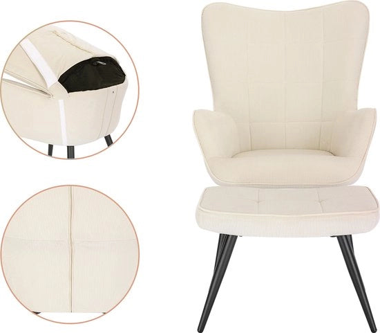 Sedia da Relax - Con Pedane - Tela - Poltrona Lounge - Bianca