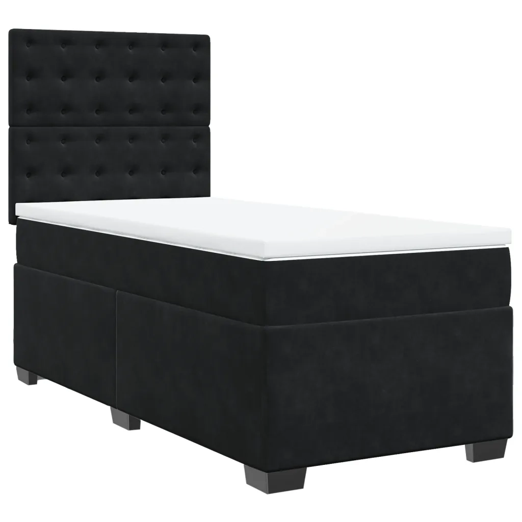 Giroletto a Molle con Materasso Nero 90x200 cm in Velluto