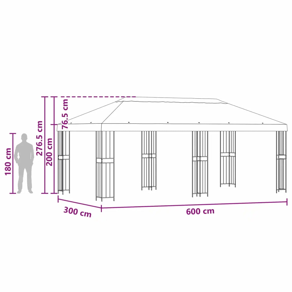 Gazebo | Pergolato con pareti laterali 6 x 3 m Terracotta