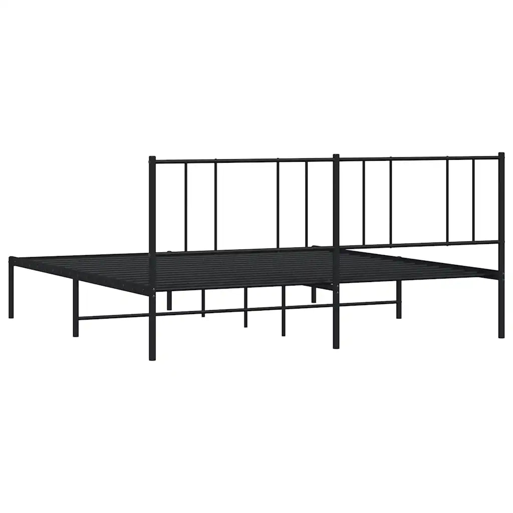 Letto matrimoniale | Letto per adulti | Giroletto con Testiera in Metallo Nero 183x213 cm