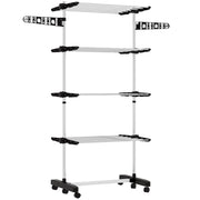 Stendino Verticale con Ripiani Regolabili ¨C Minimal ¨C Acciaio e Plastica, Nero e Argento, 142x55x172 cm