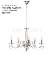 LAMPADARIO CHERUBINI 5 LUCI TORTORA E CROMO ATTACCO E14 D.82CM