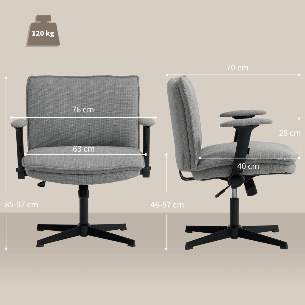 Sedia da ufficio con braccioli reclinabili ¨C Minimal ¨C Grigio, tessuto, base in metallo