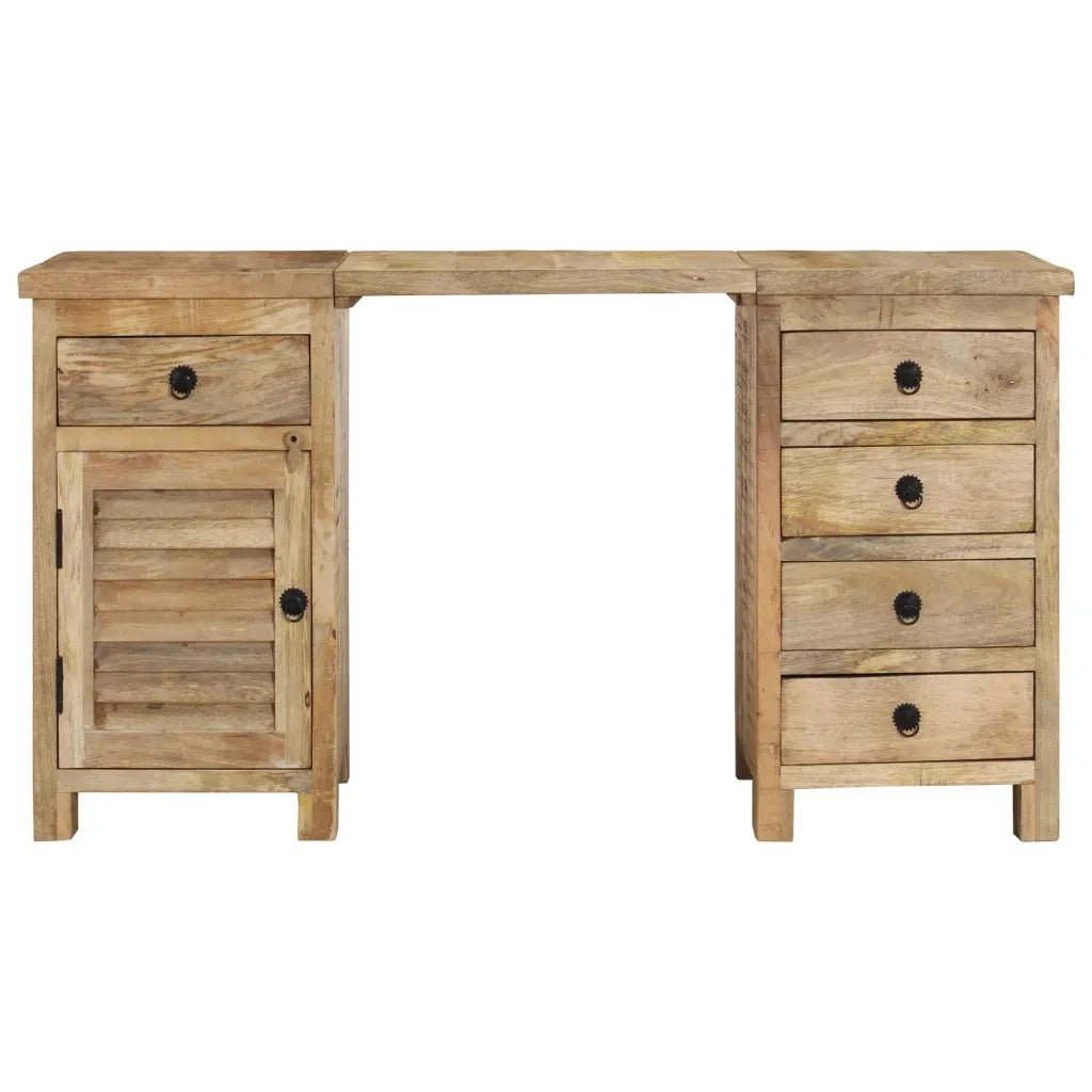 Scrivania a Colonna in Legno Massello di Mango 140x50x77 cm 338209