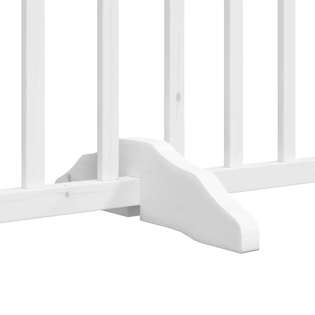 Cancelletto di sicurezza per animali domestici porta pieghevole 9 pannelli legno di pioppo bianco 02_0023291